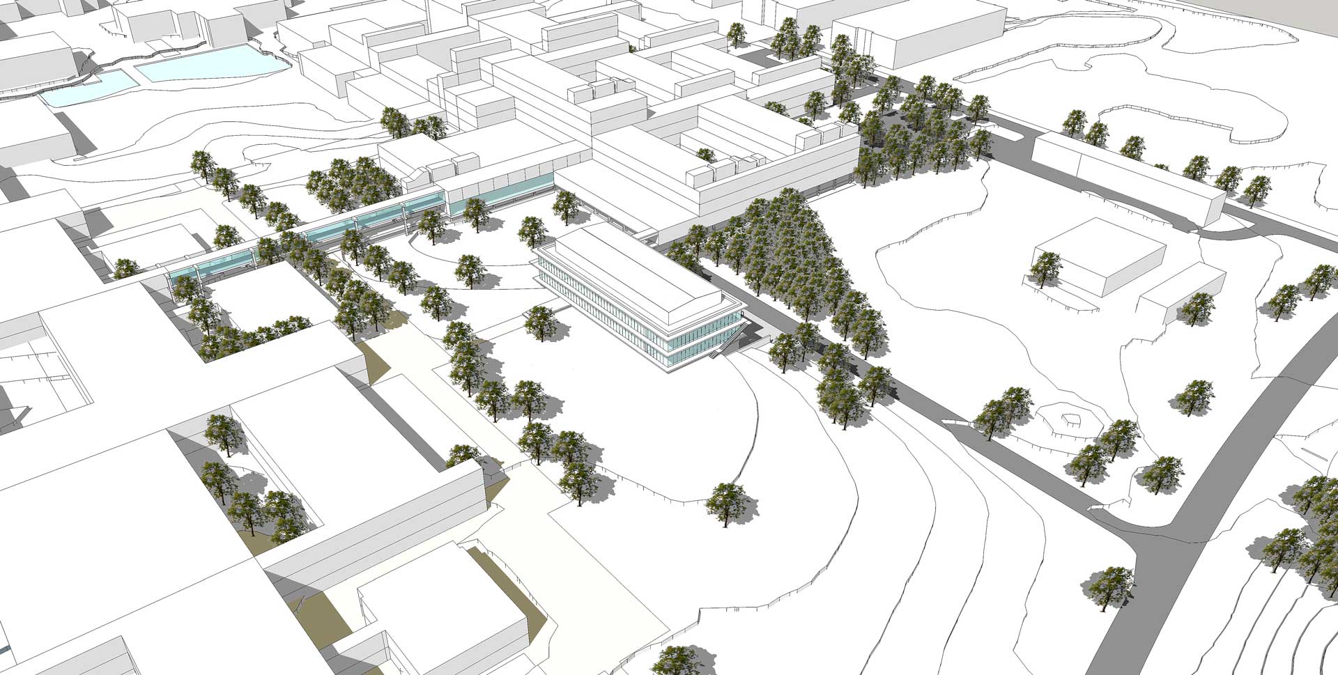 Isometrieansicht des geplanten Forschungsbaus RUN (Grafik: © Fritsch und Tschaidse Architekten GmbH)