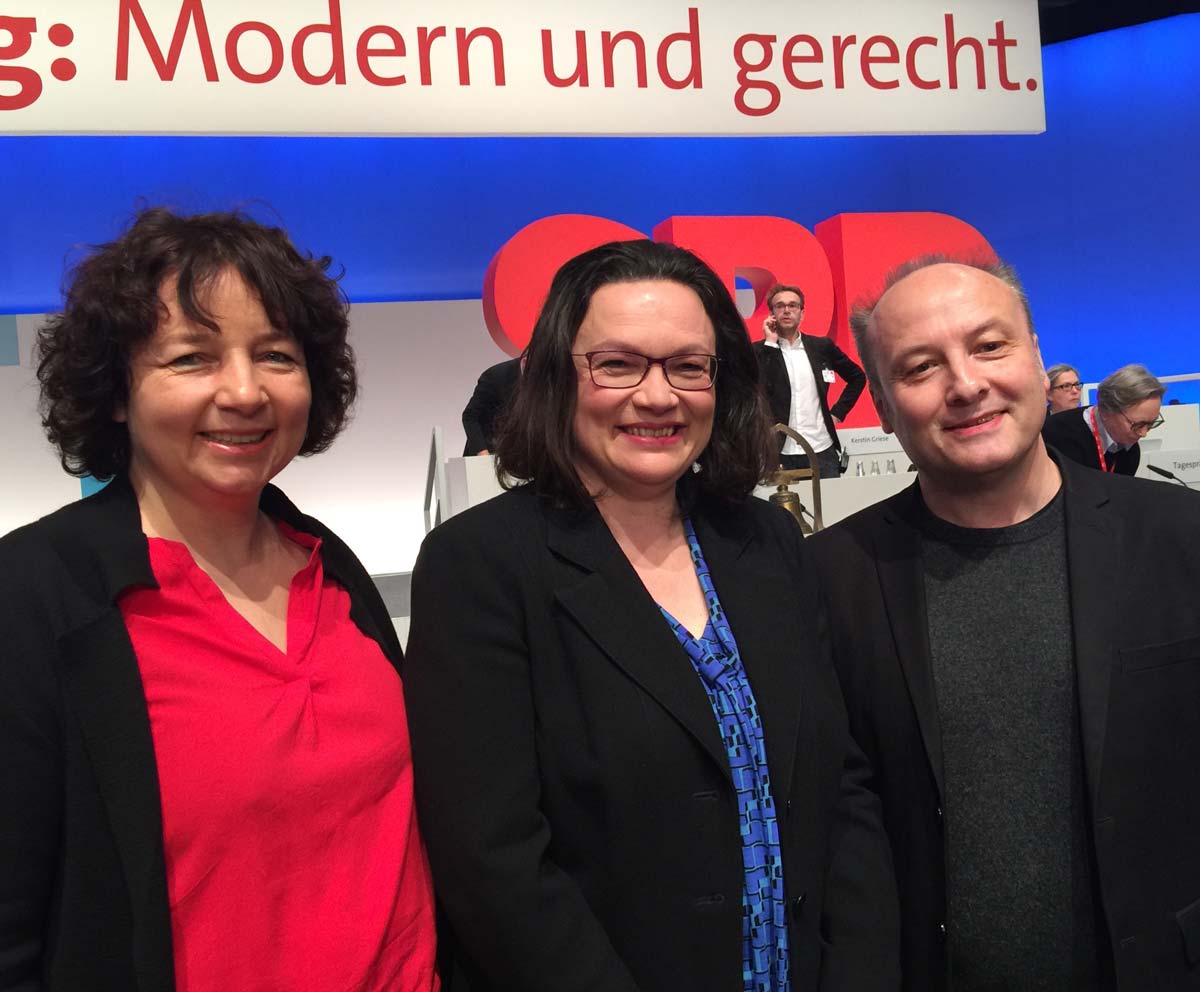 v.l. Ruth Müller, Andrea Nahles und Harald Unfried (Foto: SPD-Landshut)