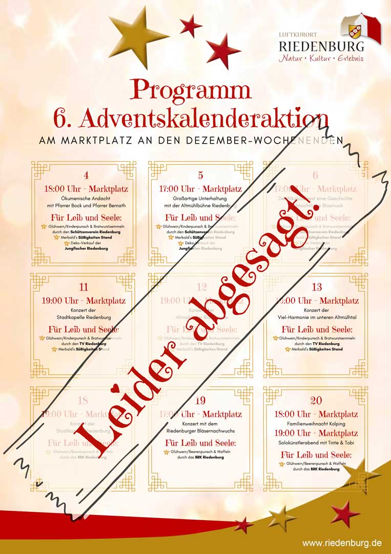 Absage Programm 6. Adventkalender-Aktion Riedenburg (Grafik: Stadt Riedenburg)