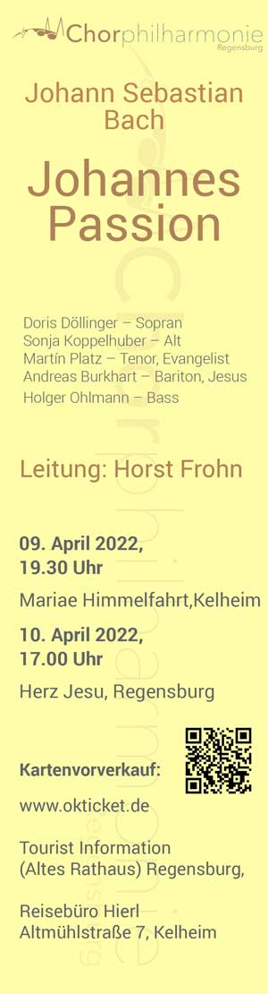 Plakat Johannespassion (Grafik: Chorphilharmonie Regensburg e. V.)
