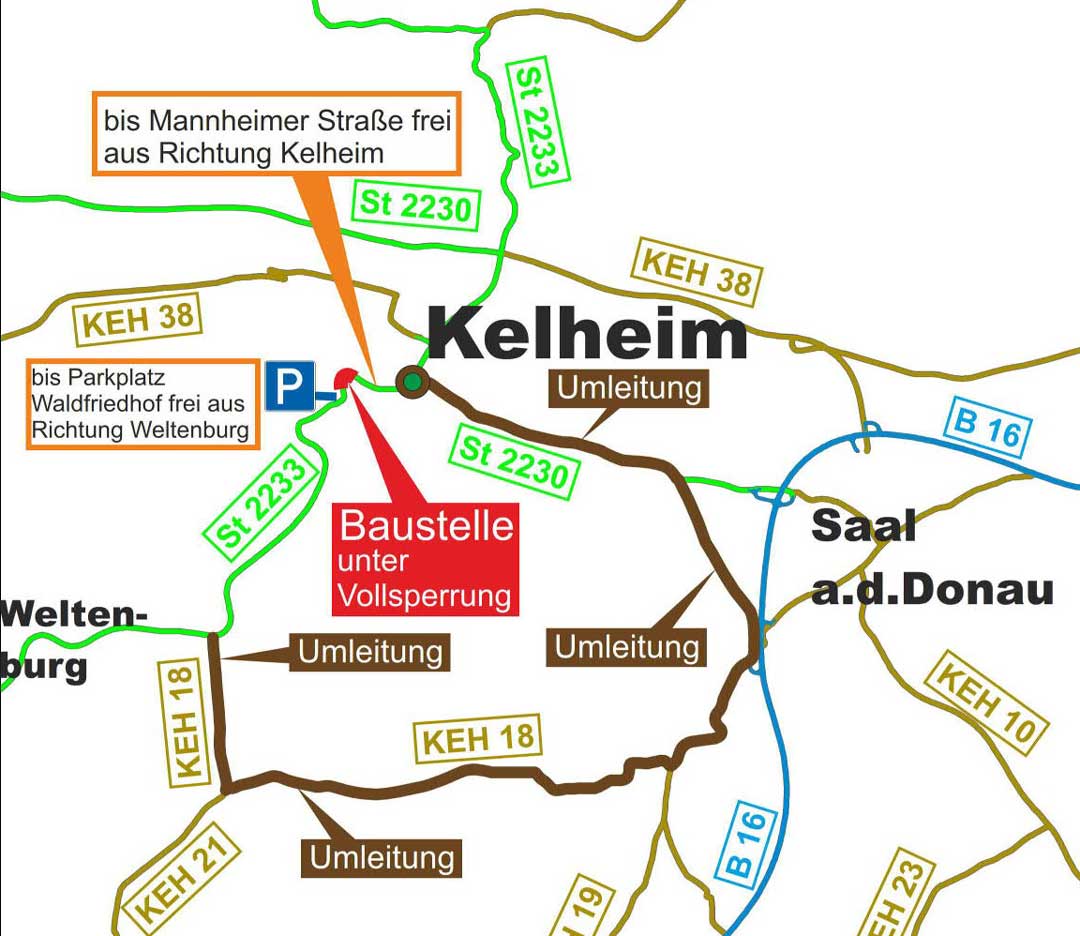 Umleitungsplan (Grafik: Staatliches Bauamt Landshut)
