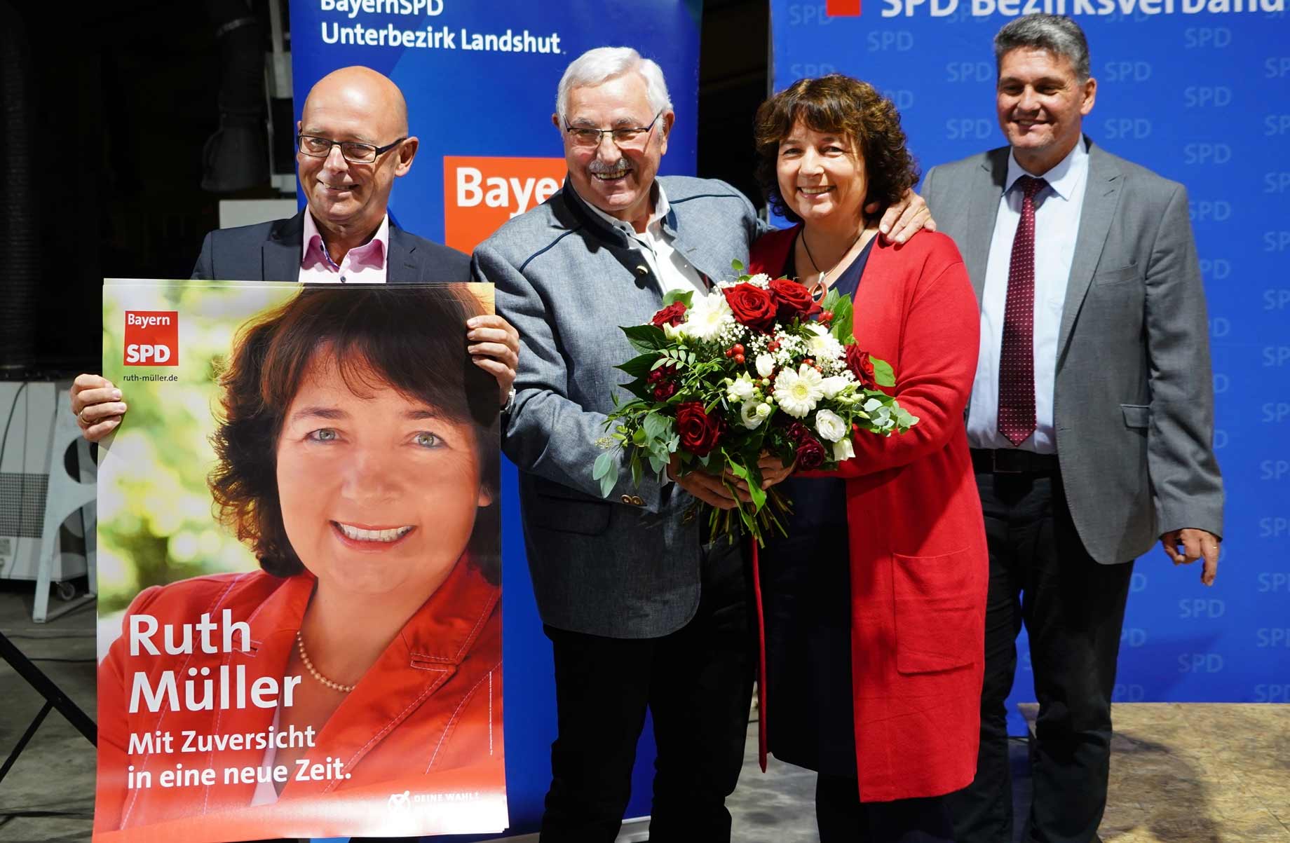 Sebastian Hutzenthaler, Gerhard Babl, MdL Ruth Müller, Peter Forster (Foto: SPD-Landkreis Landshut)