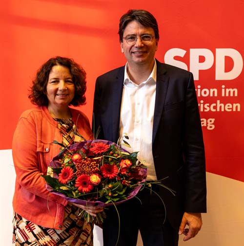 Stellvertretende Fraktionsvorsitzende Ruth Müller, MdL mit Fraktionsvorsitzendem Florian von Brunn, MdL (Foto: Johannes Lohmaier/BayernSPD-Landtagsfraktion)