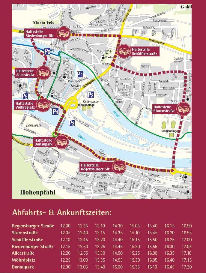 Shuttlebusfahrplan für den verkaufsoffenen Sonntag in Kelheim (Foto/Grafik: Stadt Kelheim)